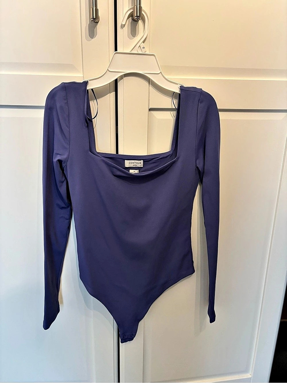 Contour Long Sleeve One-Piece Swimsuit in Purple Size Medium